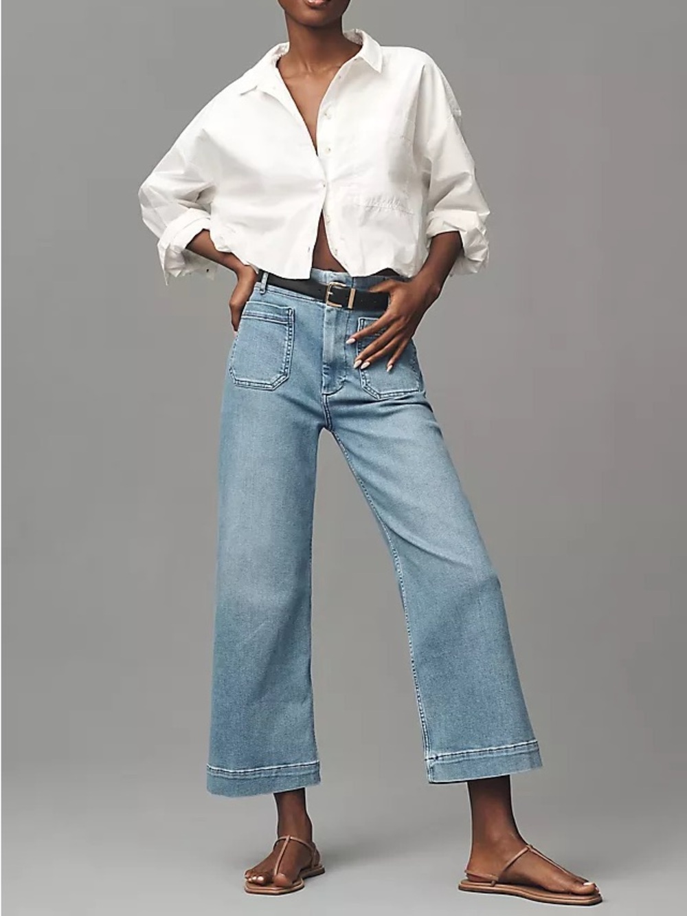Anthropologie Maeve Colette High-Rise Wide-Leg Cropped Jeans